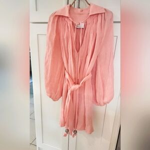 Lisa Marie Fernandez Salmon flowy linen dress